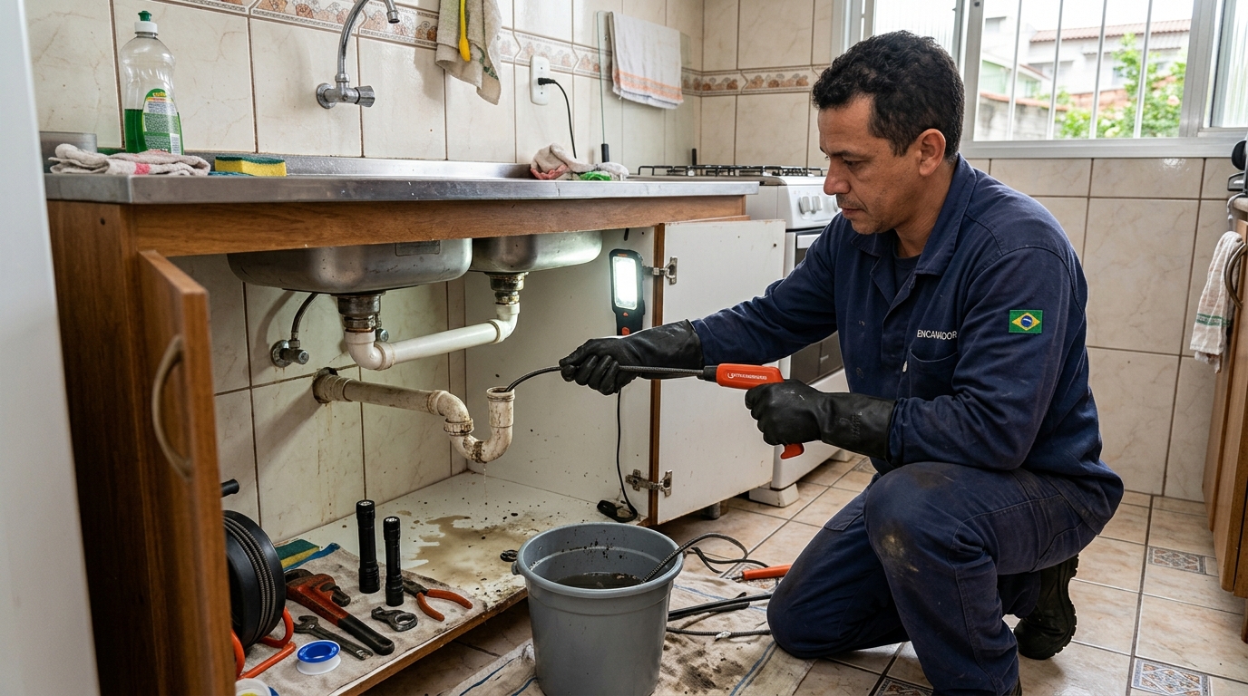 Equipe de desentupimento de canos em Goiânia-GO