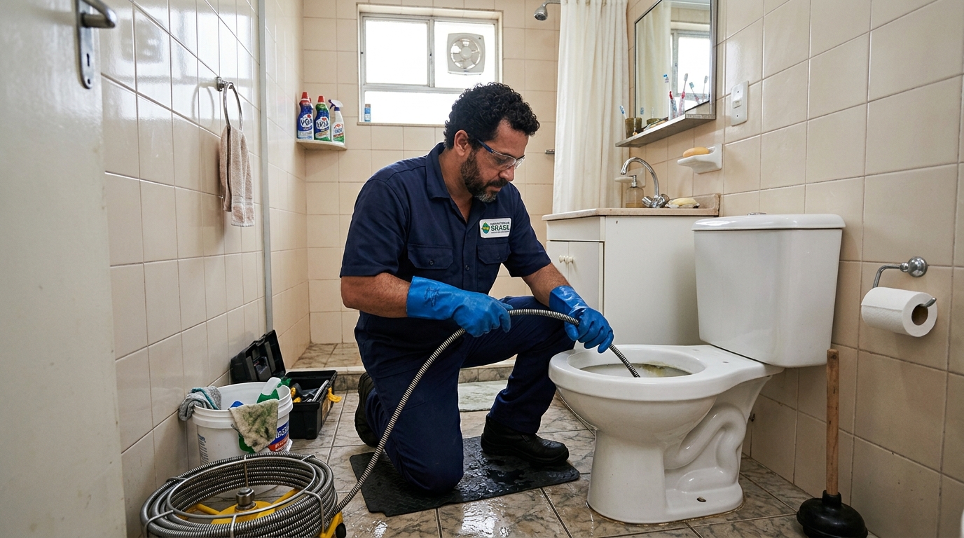 Desentupimento de vaso com equipamento em Goiânia-GO
